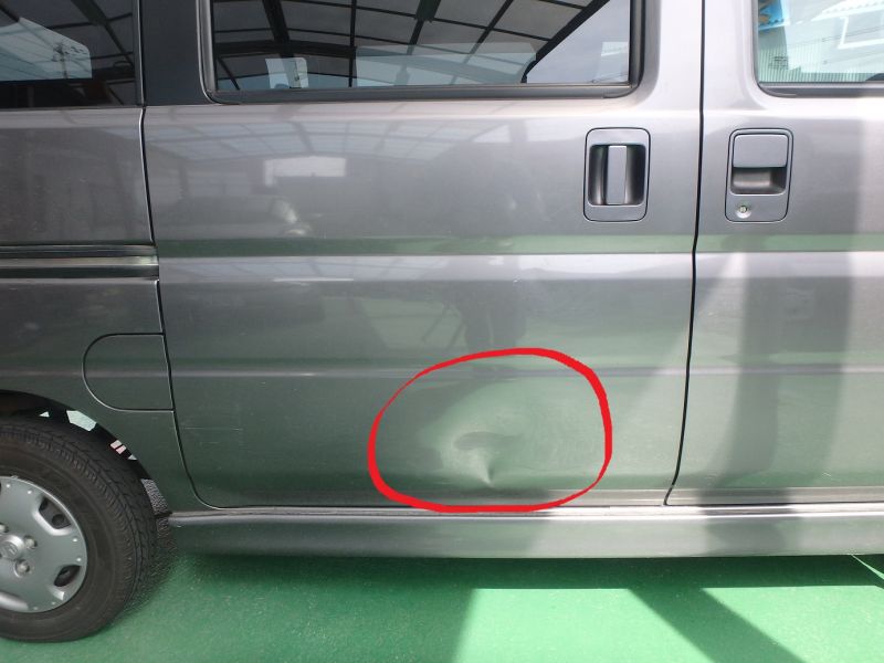 バモス　右スライドドア修理